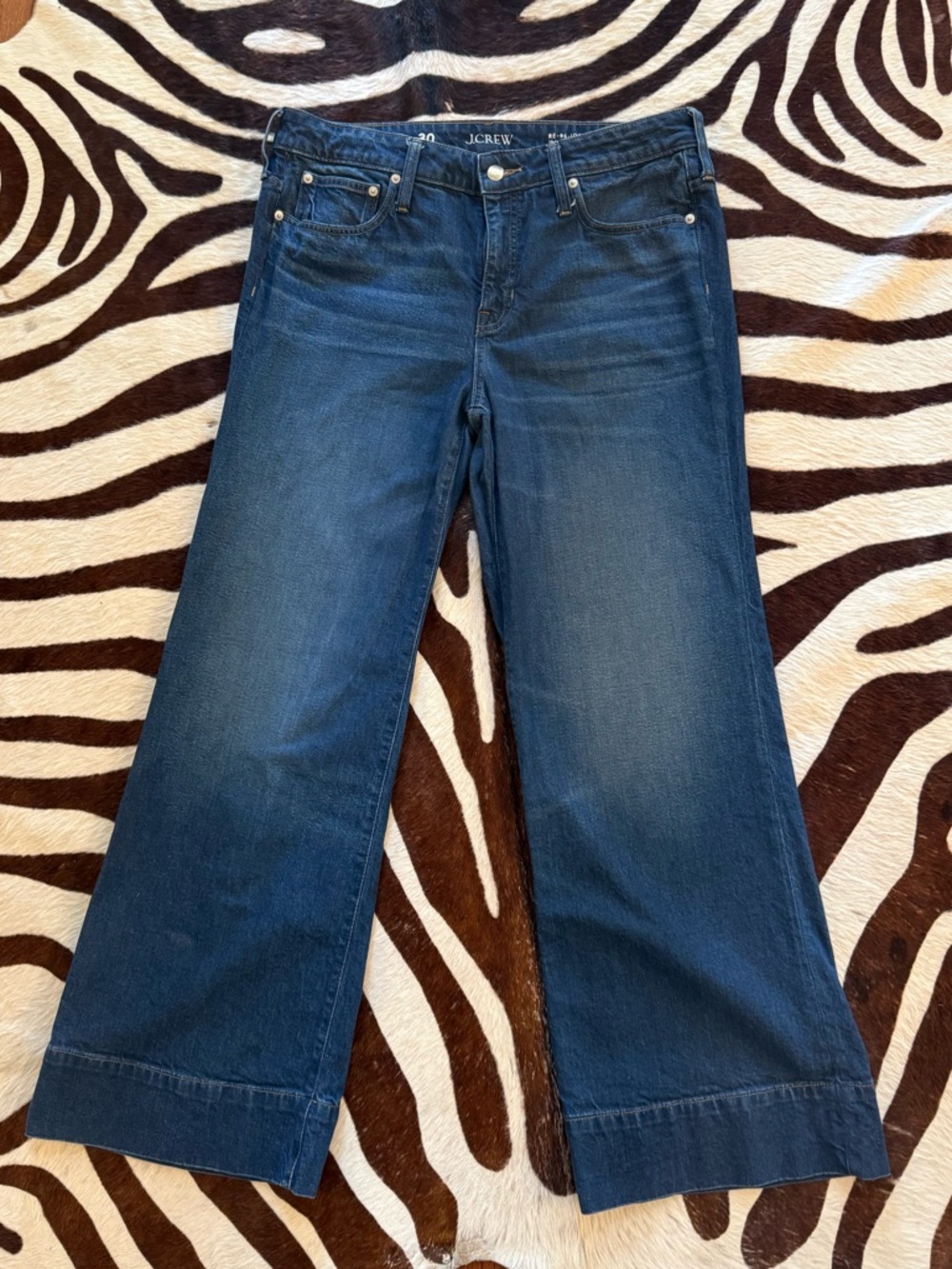 J. Crew Wide Leg Low Rise Denim Trousers Size 30